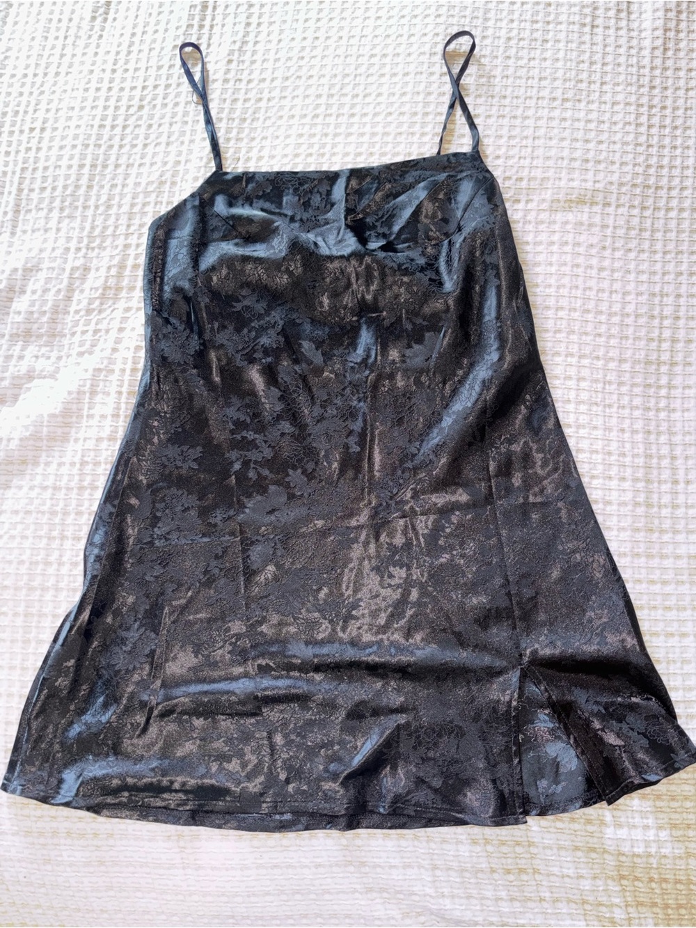 Princess Polly Black Satin Floral Slip Mini Dress